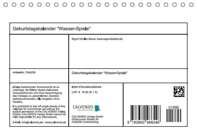 Produktbild: Geburtstagskalender "Wasser-Spiele" (Tischkalender immerw&auml;hrend DIN A5 quer)