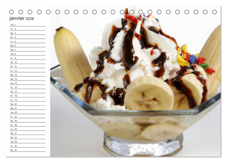Produktbild: Gourmandises glac&eacute;es (Calendrier de bureau 2026 DIN A5 vertical), CALVENDO calendrier mensuel