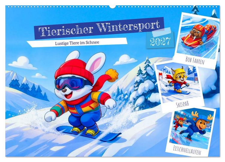 Produktbild: Tierischer Wintersport - Lustige Tiere im Schnee (Wandkalender 2027 DIN A2 quer), CALVENDO Monatskalender