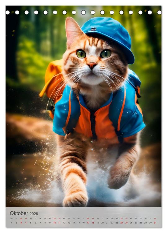 Produktbild: Outdoorsport f&uuml;r Katzen (Tischkalender 2026 DIN A5 hoch), CALVENDO Monatskalender