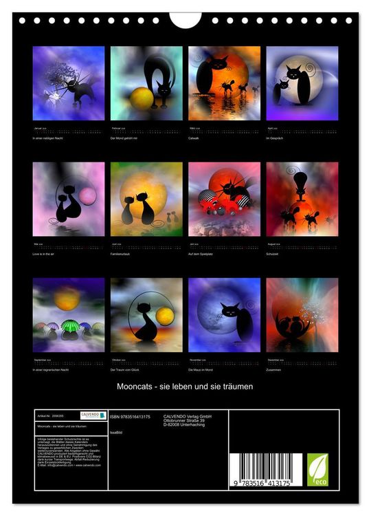 Produktbild: Mooncats - sie leben und sie tr&auml;umen (Wandkalender 2026 DIN A4 hoch), CALVENDO Monatskalender