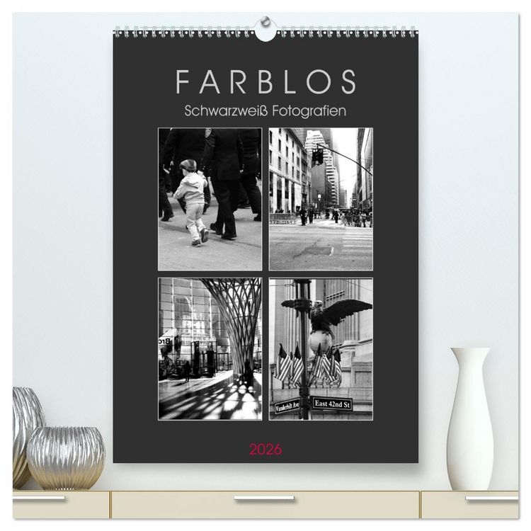 Produktbild: F A R B L O S - Schwarzwei&szlig; Fotografien (hochwertiger Premium Wandkalender 2026 DIN A2 hoch), Kunstdruck in Hochglanz