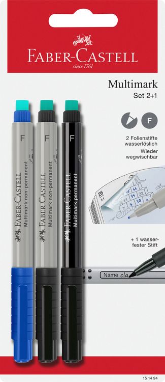 Produktbild: Faber-Castell Marker Multimark 2x non-permanent + 1x permanent BK
