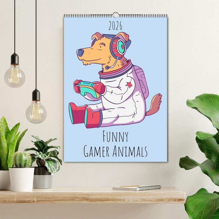 Produktbild: Funny Gamer Animals (Wall Calendar 2026 DIN A2 portrait), CALVENDO 12 Month Wall Calendar