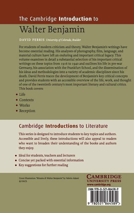 Produktbild: The Cambridge Introduction to Walter Benjamin