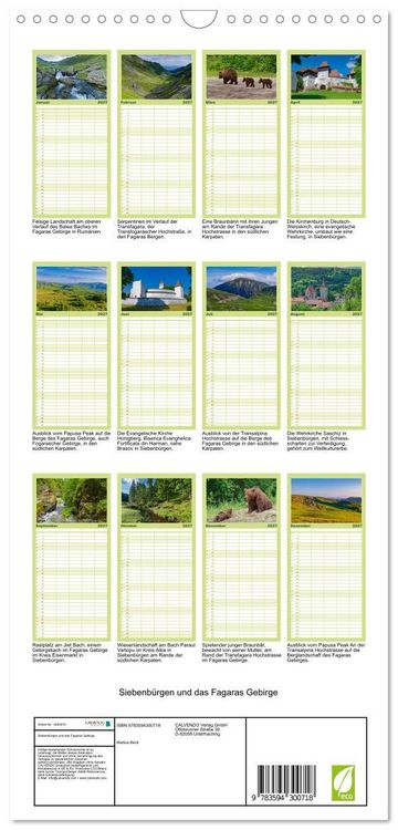 Produktbild: Familienplaner 2027 - Siebenb&uuml;rgen und das Fagaras Gebirge mit 5 Spalten (Wandkalender, 21 x 45 cm) CALVENDO