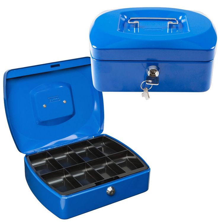 Produktbild: Idena Geldkassette Gr&ouml;&szlig;e 8 aus Metall 8 F&auml;cher blau 20,5x16x9cm