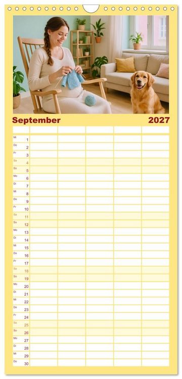 Produktbild: Familienplaner 2027 - Stricken und Wolle mit 5 Spalten (Wandkalender, 21 x 45 cm) CALVENDO