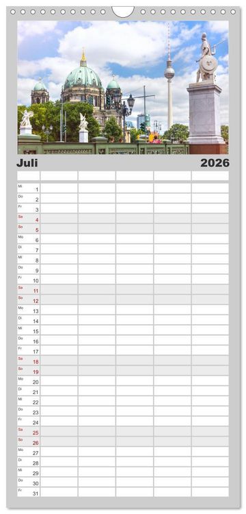 Produktbild: Familienplaner 2026 - SOMMER IN BERLIN mit 5 Spalten (Wandkalender, 21 x 45 cm) CALVENDO