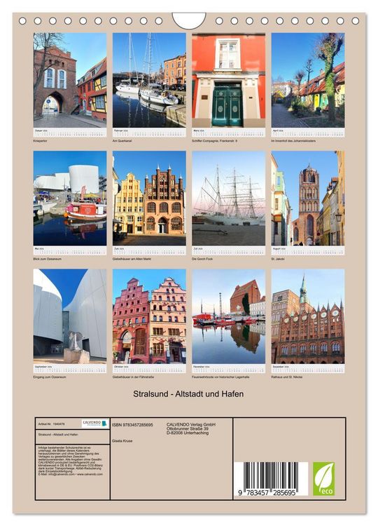 Produktbild: Stralsund - Altstadt und Hafen (Wandkalender 2026 DIN A4 hoch), CALVENDO Monatskalender