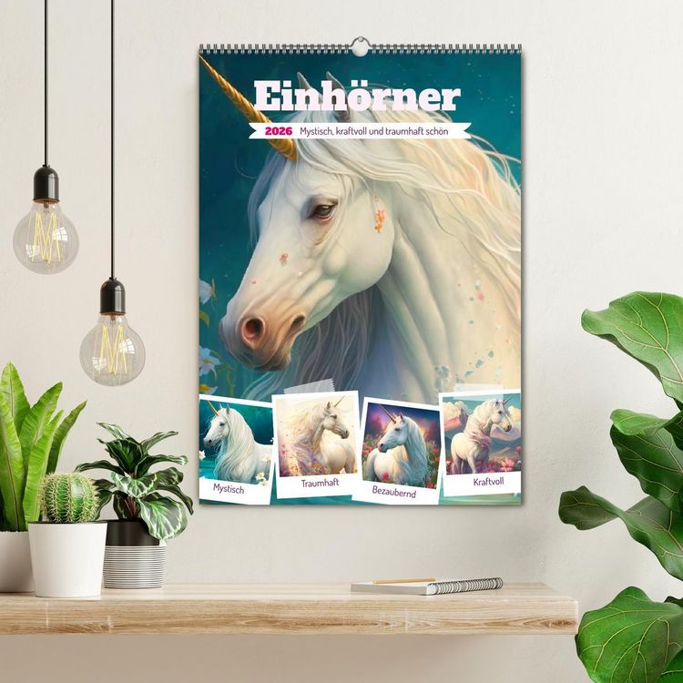 Produktbild: Einh&ouml;rner. Mystisch, kraftvoll und traumhaft sch&ouml;n (Wandkalender 2026 DIN A2 hoch), CALVENDO Monatskalender