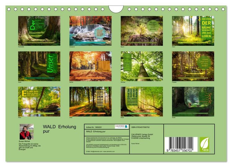 Produktbild: WALD Erholung pur (Wandkalender 2026 DIN A4 quer), CALVENDO Monatskalender