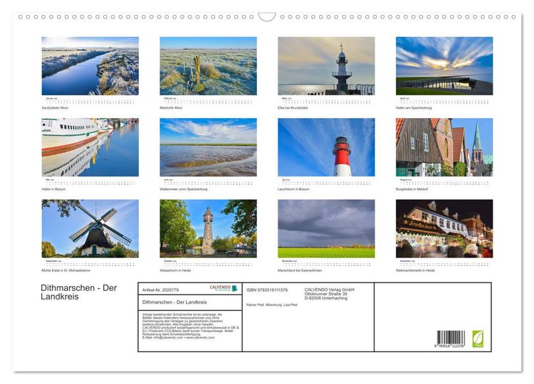 Produktbild: Dithmarschen - Der Landkreis (Wandkalender 2026 DIN A2 quer), CALVENDO Monatskalender