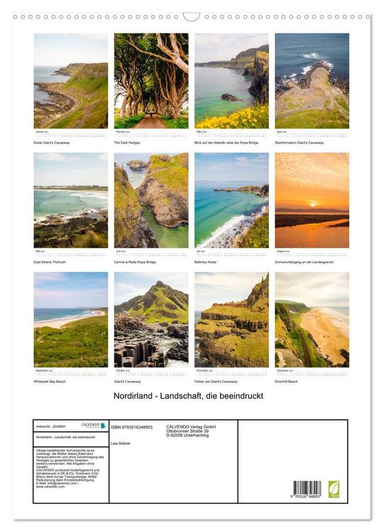 Produktbild: Nordirland - Landschaft, die beeindruckt (Wandkalender 2026 DIN A2 hoch), CALVENDO Monatskalender