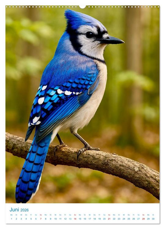 Produktbild: Blaue V&ouml;gel (hochwertiger Premium Wandkalender 2026 DIN A2 hoch), Kunstdruck in Hochglanz