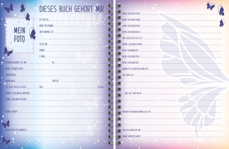Produktbild: Brunnen Freundebuch Magic Butterfly &brvbar; 16&times;21 cm, 80 Seiten, rosarot/lila