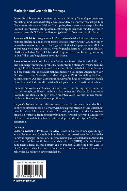 Produktbild: Marketing und Vertrieb f&uuml;r Startups