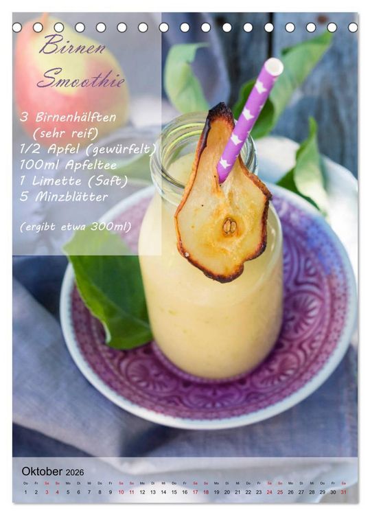 Produktbild: Smoothies zum Selbermachen (Tischkalender 2026 DIN A5 hoch), CALVENDO Monatskalender