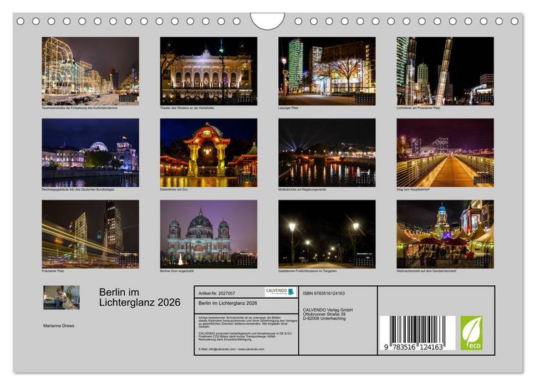 Produktbild: Berlin im Lichterglanz 2026 (Wandkalender 2026 DIN A4 quer), CALVENDO Monatskalender