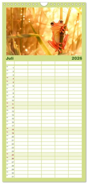 Produktbild: Familienplaner 2026 - Lustige Amphibienbande mit 5 Spalten (Wandkalender, 21 x 45 cm) CALVENDO