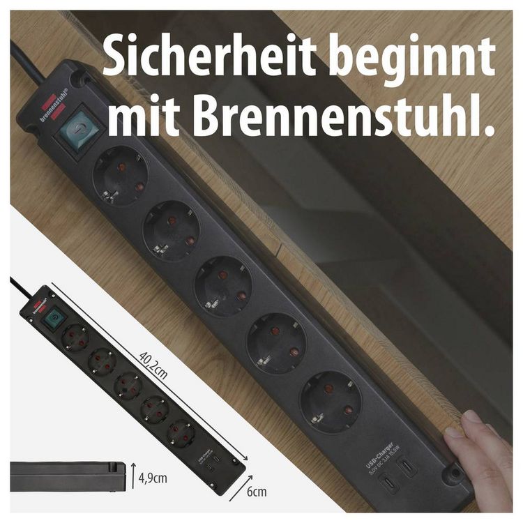 Produktbild: Brennenstuhl 1150660415 Steckdosenleiste mit Schalter Schwarz Schutzkontakt 1St.