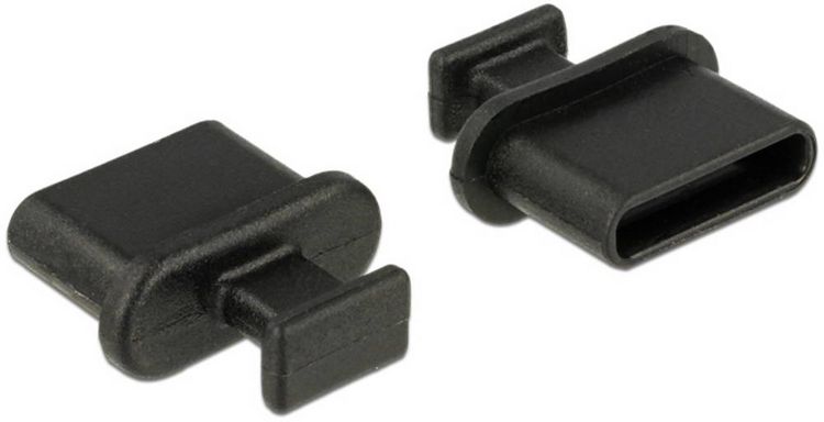 Produktbild: Staubschutz f&uuml;r USB Type-C&trade; Buchse mit Griff 10 St&uuml;ck schwarz 64013 64013 Delock Inhalt: 1 St.