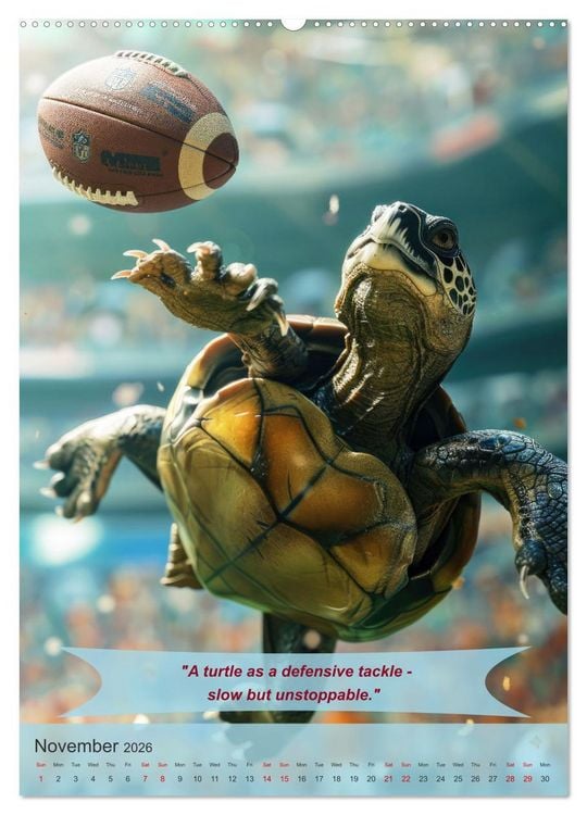 Produktbild: American football with funny animals (High Quality Premium Wall Calendar 2026 DIN A2 portrait),CALVENDO 12 Month Wall Calendar