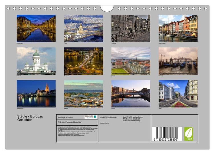 Produktbild: St&auml;dte &bull; Europas Gesichter (Wandkalender 2026 DIN A4 quer), CALVENDO Monatskalender