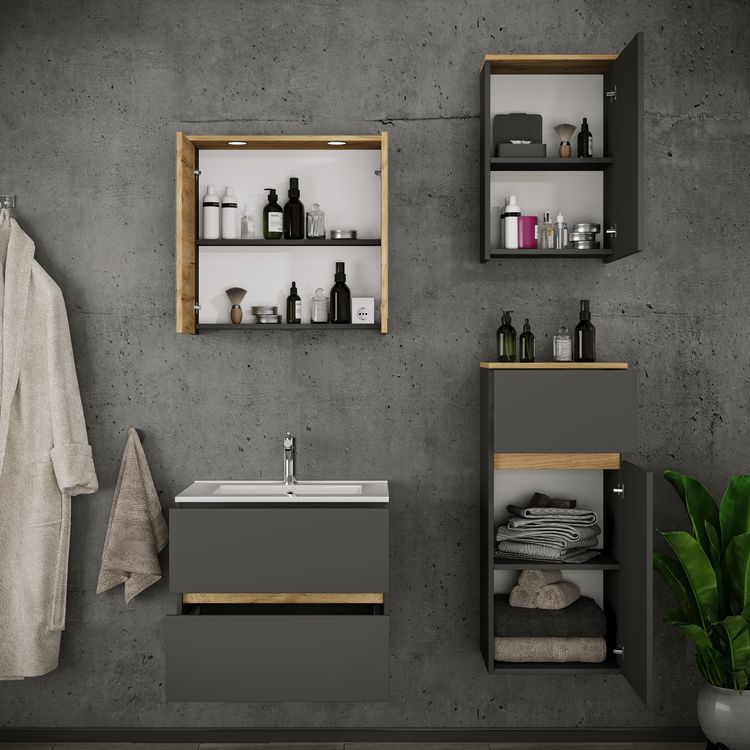 Produktbild: 5 tlg. Badm&ouml;bel-Set mit Waschbecken Cosila-I 61 cm