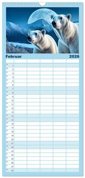 Produktbild: Familienplaner 2026 - Im magischen Land der Eisb&auml;ren mit 5 Spalten (Wandkalender, 21 x 45 cm) CALVENDO
