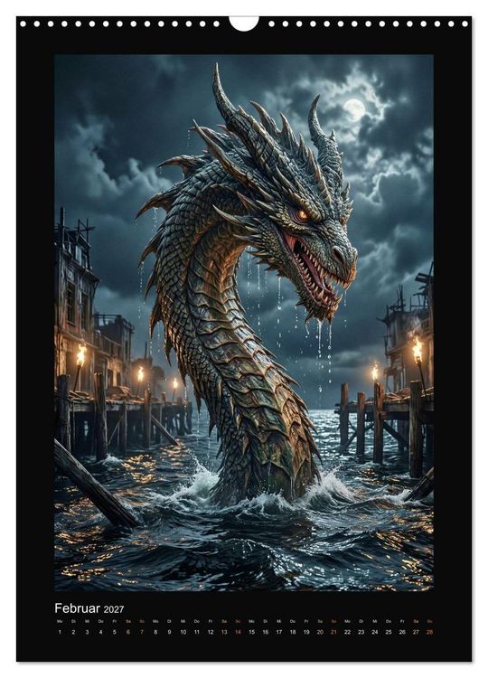Produktbild: Drachen - Magische Herrscher, Dark‑Fantasy Wandkalender (Wandkalender 2027 DIN A3 hoch), CALVENDO Monatskalender