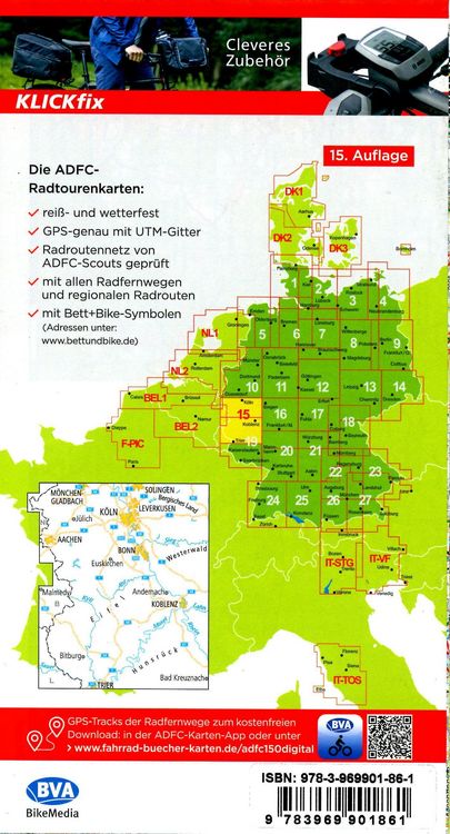 Produktbild: BVA ADFC Radtourenkarte Rheinland /Eifel 1:150.000