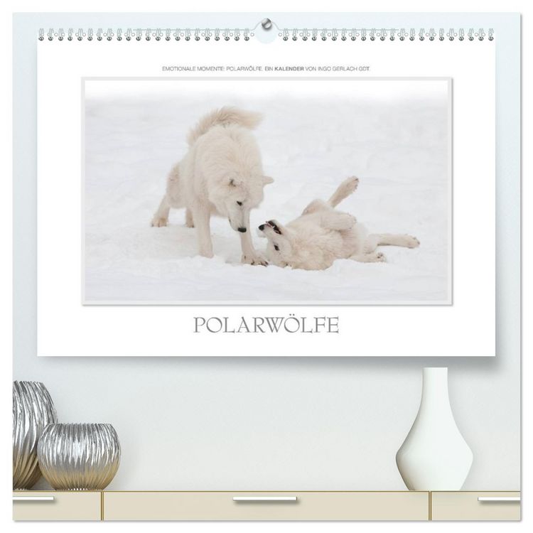 Produktbild: Emotionale Momente: Polarw&ouml;lfe. / CH-Version (hochwertiger Premium Wandkalender 2026 DIN A2 quer), Kunstdruck in Hochglanz