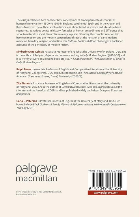 Produktbild: The Cultural Politics of Blood, 1500-1900