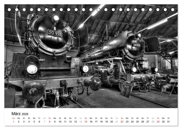 Produktbild: Unter Dampf - Eisenbahnromantik in schwarz-wei&szlig; (Tischkalender 2026 DIN A5 quer), CALVENDO Monatskalender