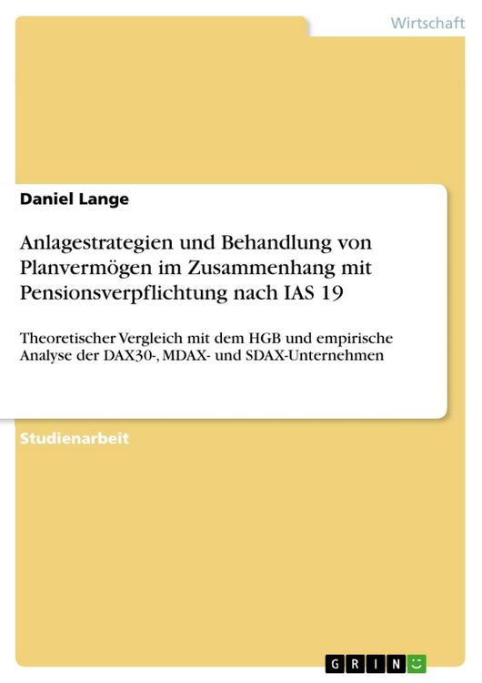 Produktbild: Anlagestrategien und Behandlung von Planverm&ouml;gen im Zusammenhang mit Pensionsverpflichtung nach IAS 19