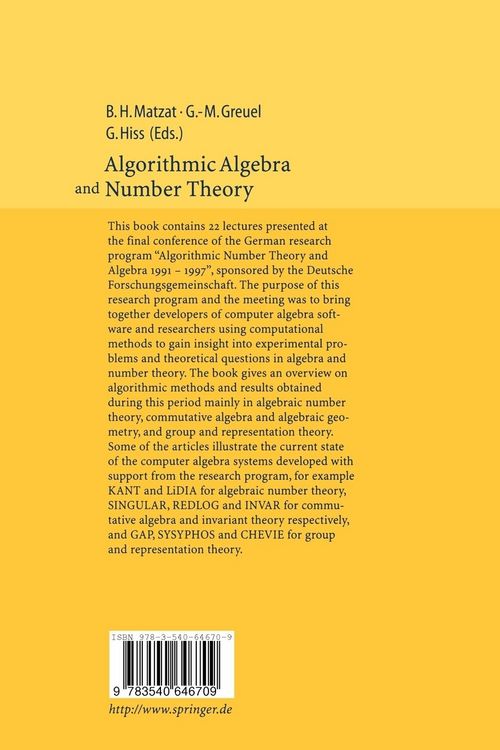 Produktbild: Algorithmic Algebra and Number Theory