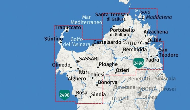 Produktbild: KOMPASS Wanderkarten-Set 2497 Sardinien Nord / Sardegna Nord (4 Karten) 1:50.000