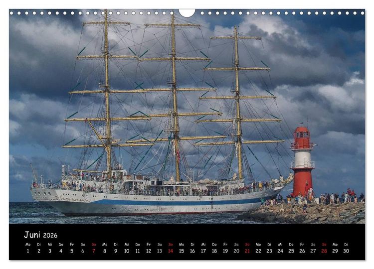 Produktbild: Windjammer vor Warnem&uuml;nde (Wandkalender 2026 DIN A3 quer), CALVENDO Monatskalender
