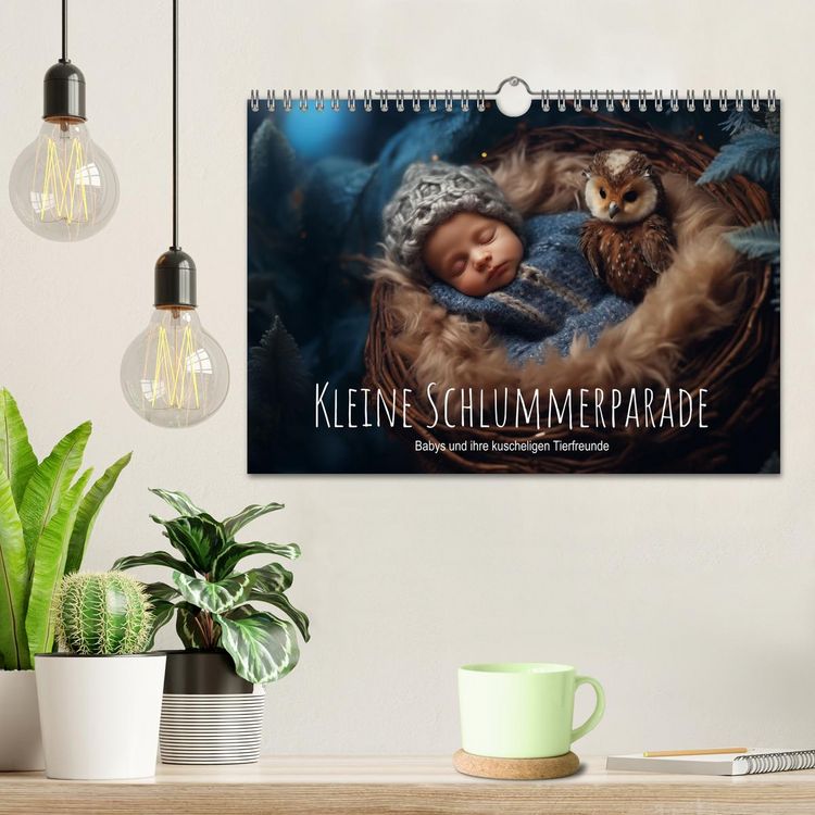 Produktbild: Kleine Schlummerparade: Babys und ihre kuscheligen Tierfreunde (Wandkalender 2026 DIN A4 quer), CALVENDO Monatskalender
