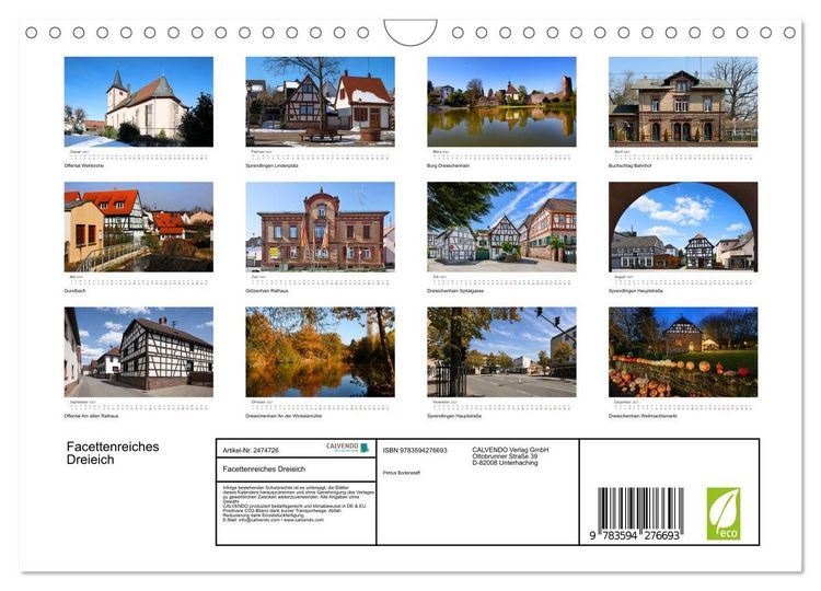 Produktbild: Facettenreiches Dreieich (Wandkalender 2027 DIN A4 quer), CALVENDO Monatskalender