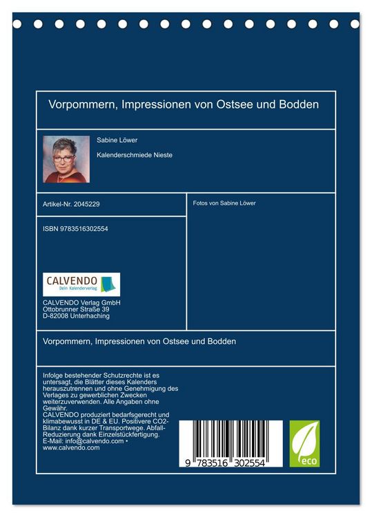 Produktbild: Vorpommern, Impressionen von Ostsee und Bodden (Tischkalender 2026 DIN A5 hoch), CALVENDO Monatskalender