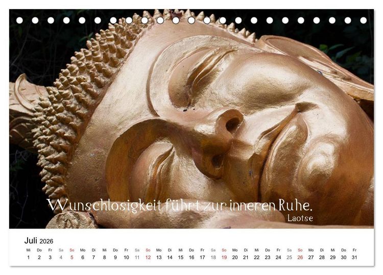 Produktbild: Reisefreu(n)de: Leben in Harmonie - buddhistische Zitate (Tischkalender 2026 DIN A5 quer), CALVENDO Monatskalender