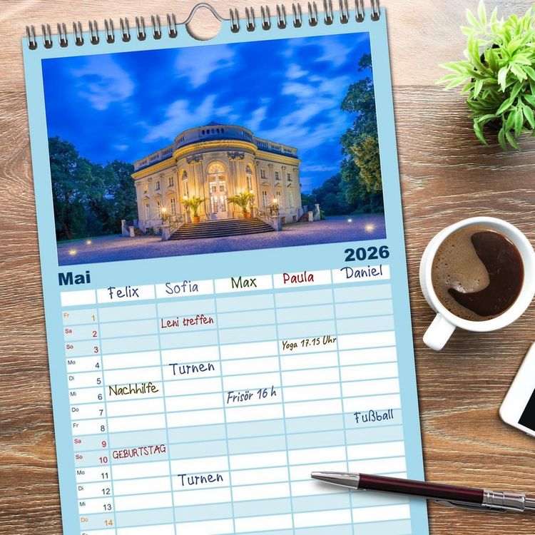 Produktbild: Familienplaner 2026 - BRAUNSCHWEIG - Abendliche Impressionen mit 5 Spalten (Wandkalender, 21 x 45 cm) CALVENDO