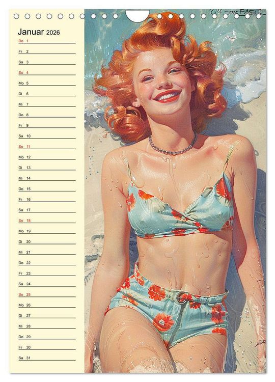 Produktbild: Pin-up-Girls. Sexappeal am Strand (Wandkalender 2026 DIN A4 hoch), CALVENDO Monatskalender