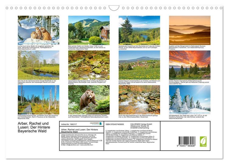 Produktbild: Arber, Rachel und Lusen: Der Hintere Bayerische Wald (Wandkalender 2026 DIN A3 quer), CALVENDO Monatskalender