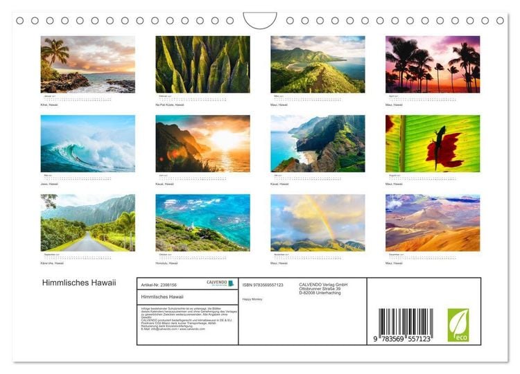 Produktbild: Himmlisches Hawaii (Wandkalender 2027 DIN A4 quer), CALVENDO Monatskalender