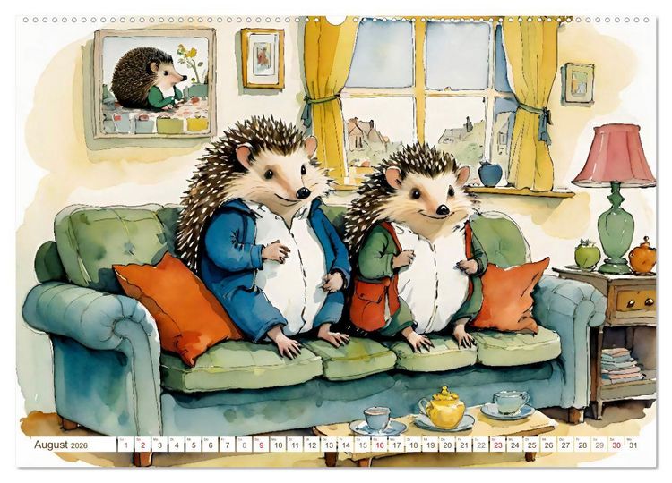 Produktbild: Bei Familie Igel (hochwertiger Premium Wandkalender 2026 DIN A2 quer), Kunstdruck in Hochglanz