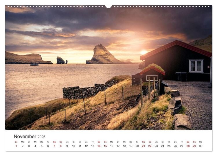 Produktbild: F&Auml;R&Ouml;ER INSELN - Herbstlichter (hochwertiger Premium Wandkalender 2026 DIN A2 quer), Kunstdruck in Hochglanz