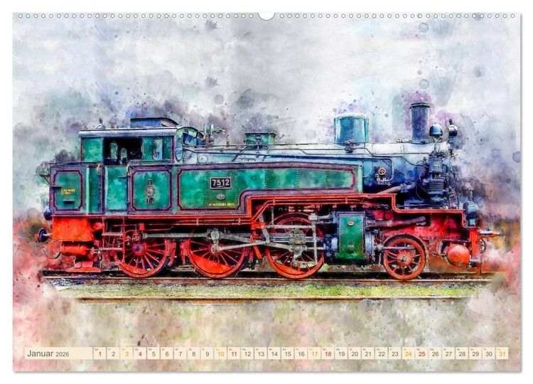 Produktbild: Dampflokomotiven - wundersch&ouml;ne Dampfloks aus Deutschland und der Welt (Wandkalender 2026 DIN A2 quer), CALVENDO Monatskalender